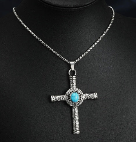 Heaven's Promise Turquoise Cross Necklace