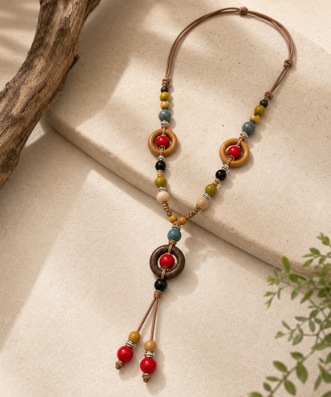 Multicolor Beaded Pendant Necklace,Studio7Fashion
