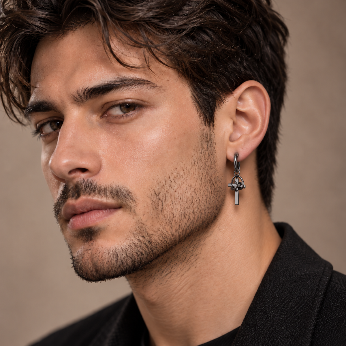Ebony Cross Hoop Earrings