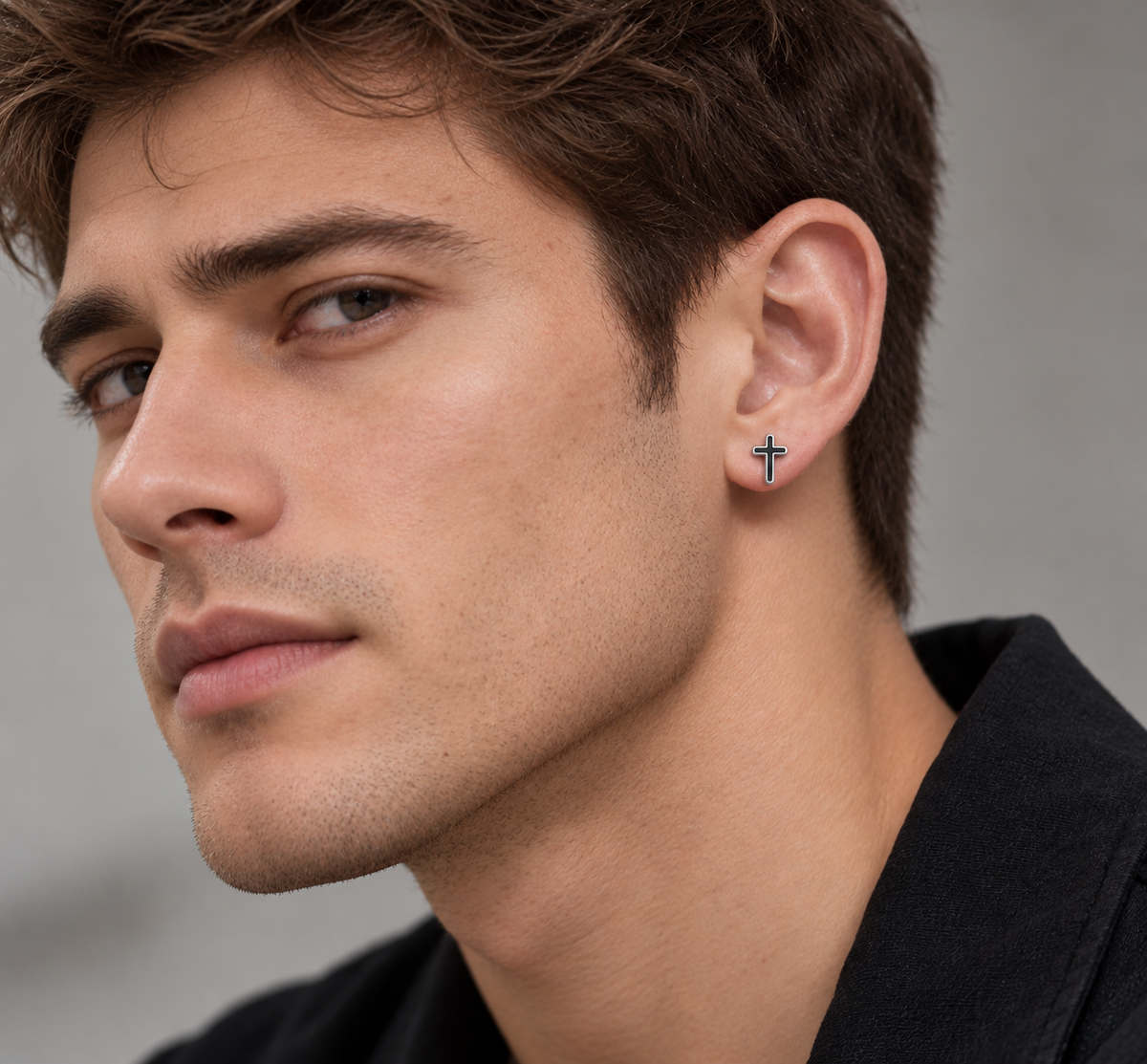 Ebony Cross Stud Earrings