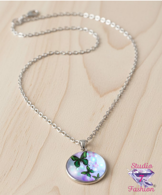 Butterfly Cabochon Necklace