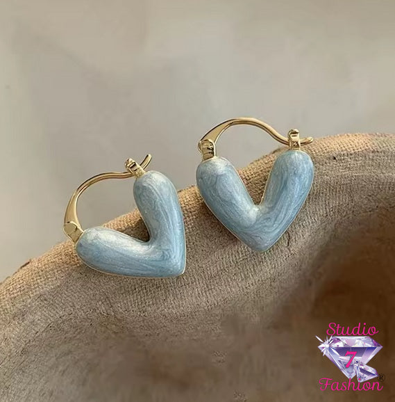 Artistic Azure Heart Earrings