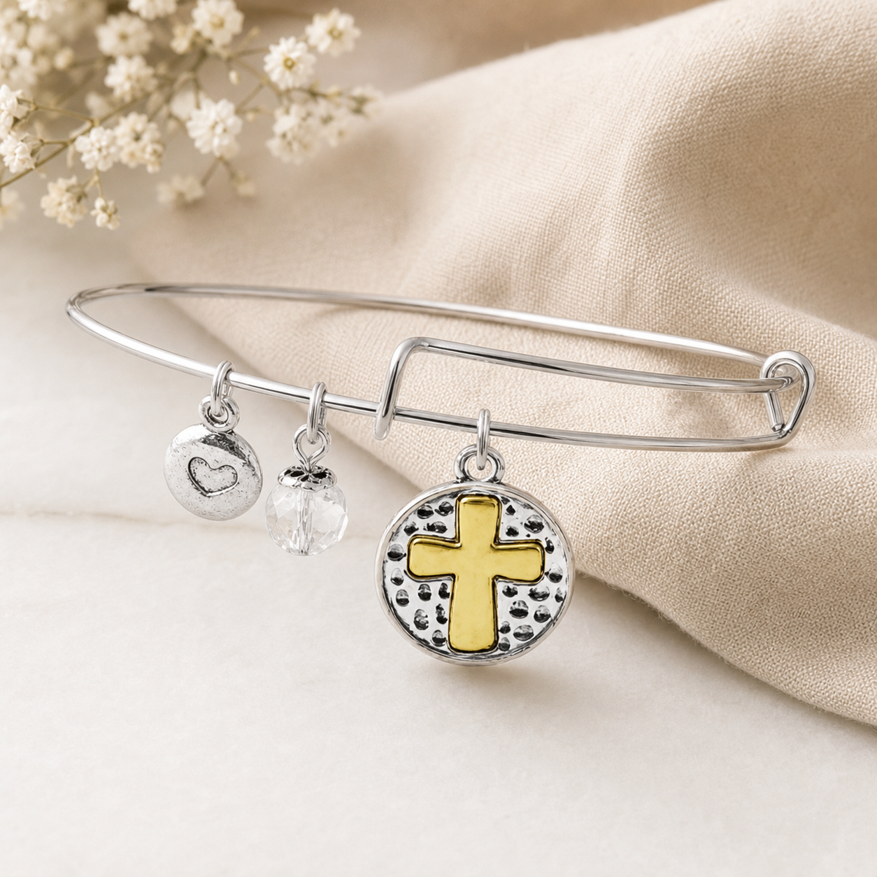 Gold Cross Charm Bracelet,Studio7Fashion