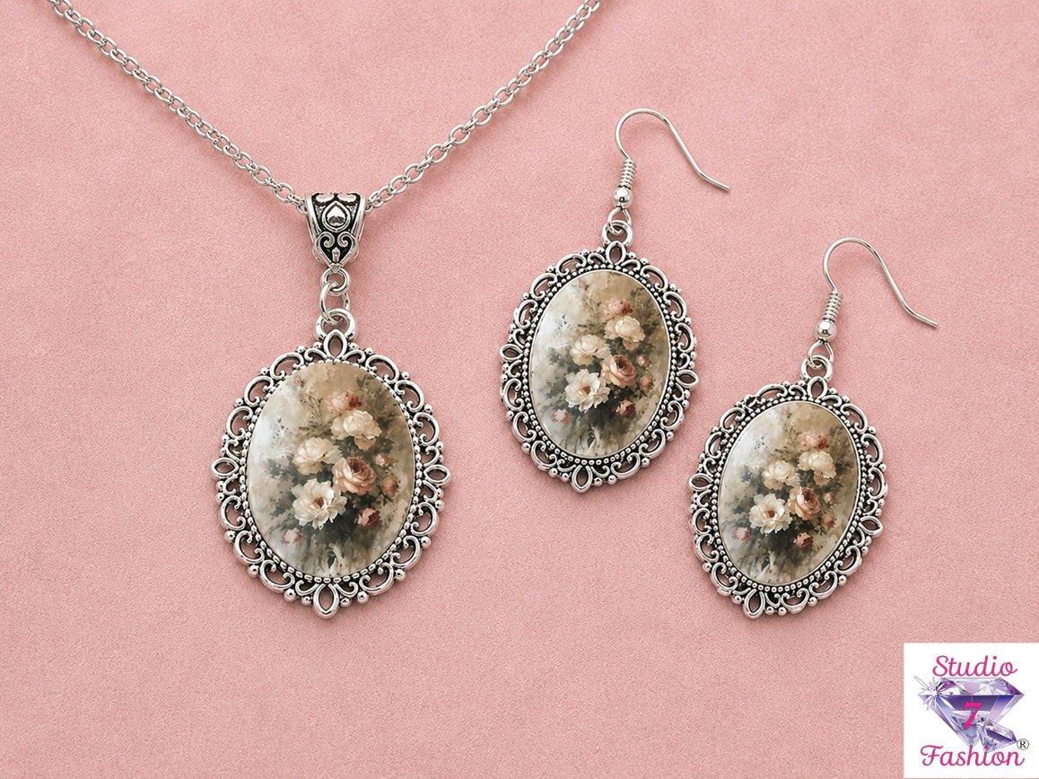 Vintage Romance Cameo Jewelry Set