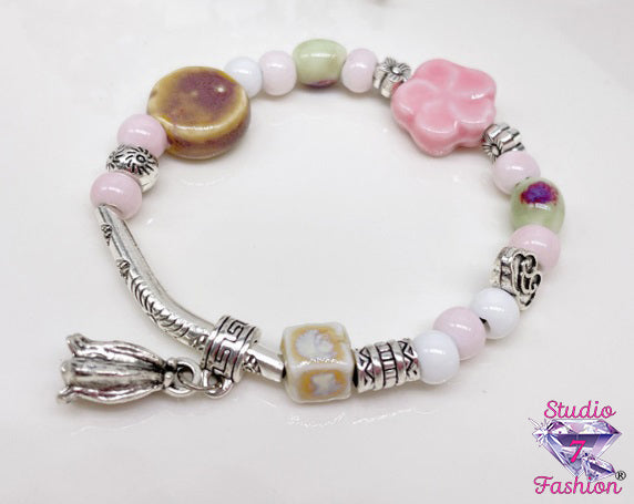 Pink Pastel Petal Charm Bracelet