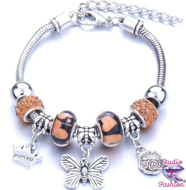 Butterfly Orange Love Charm Bracelet