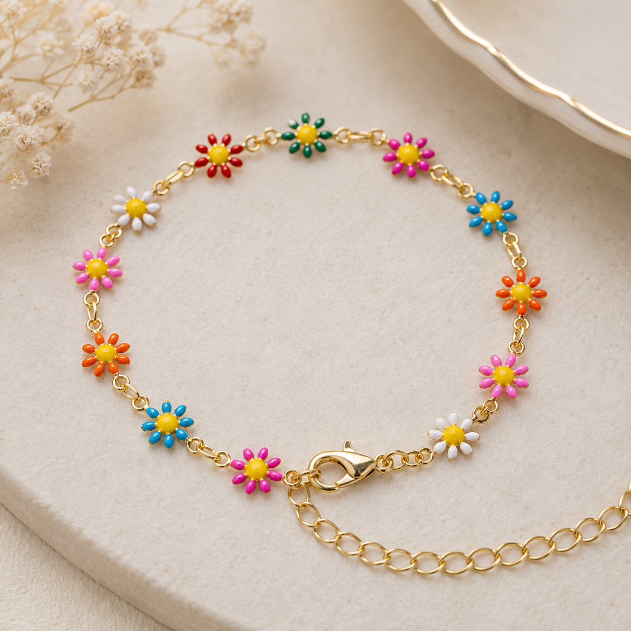 Daisy Chain Enamel Bracelet