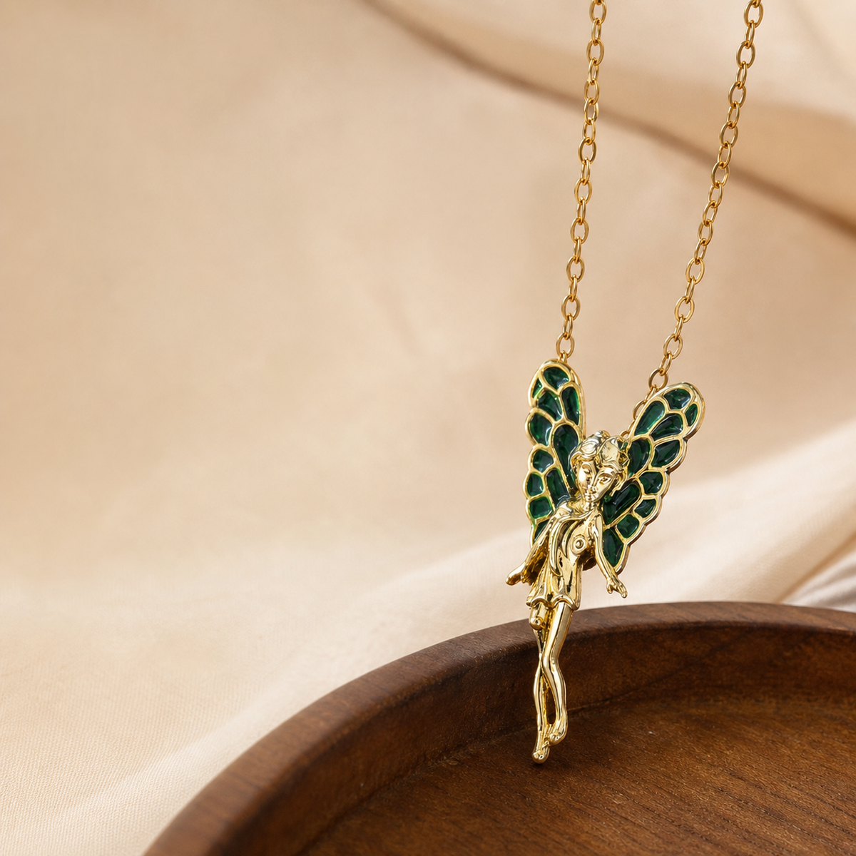 Fairy Necklace with Blue-Green Wings,Studio7Fashion