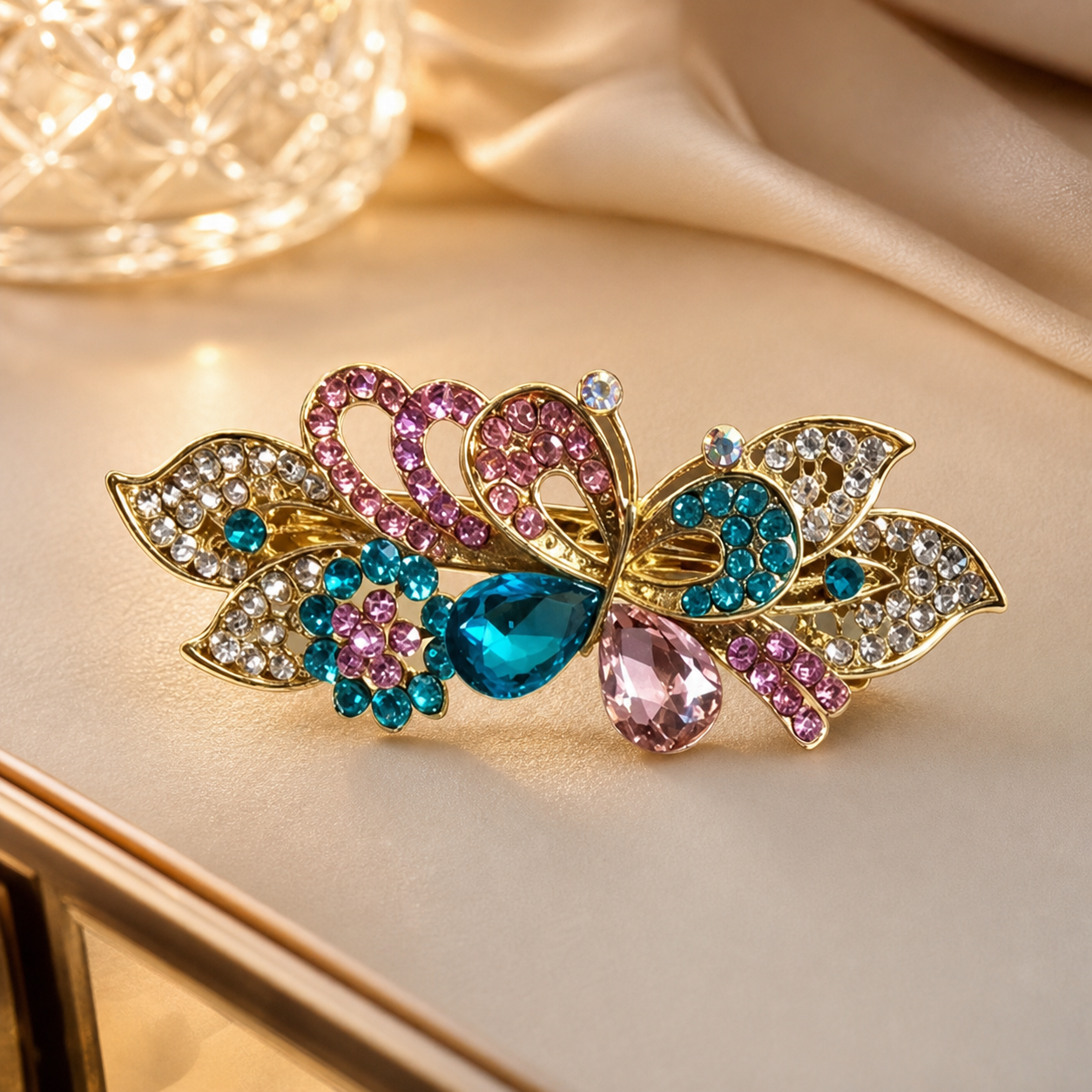 Jeweled Floral Wing Hair Clip,Studio7Fashion