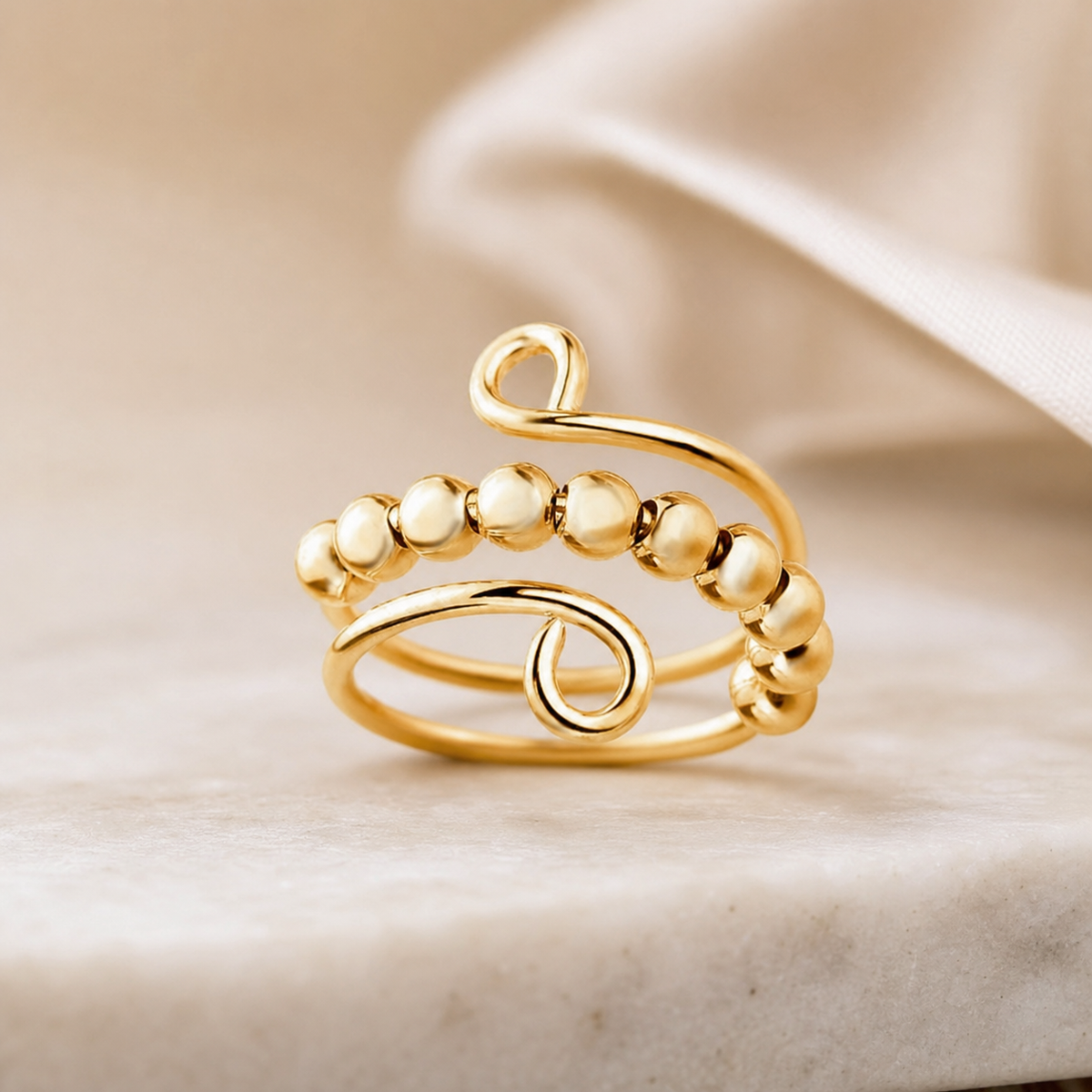 Gold Adjustable Fidget Ring,Studio7Fashion