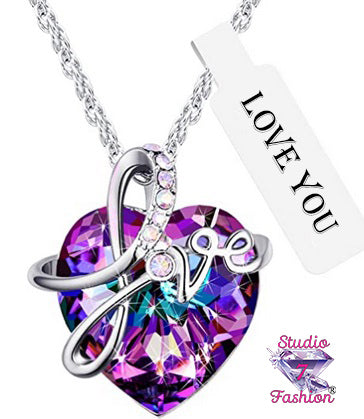 Purple Love Heart Necklace