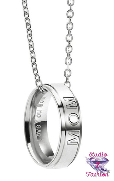Love You Mom Ring Necklace