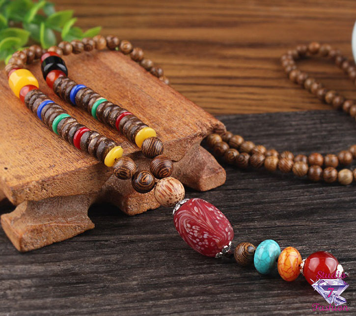 Bohemian Wooden Multicolor Necklace