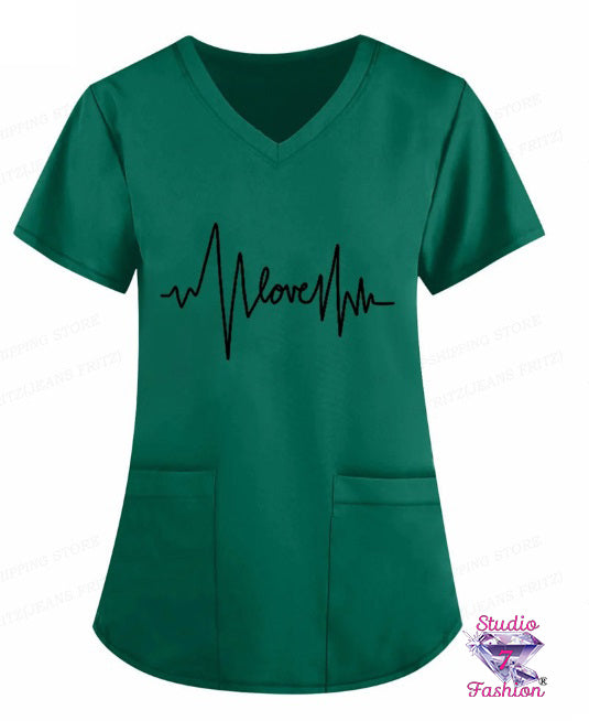 Beating Love Scrub Top