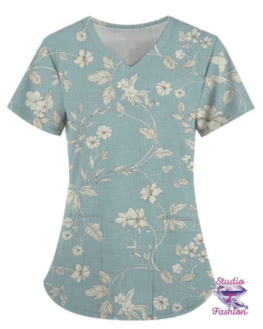 Vintage Florals Scrub Top
