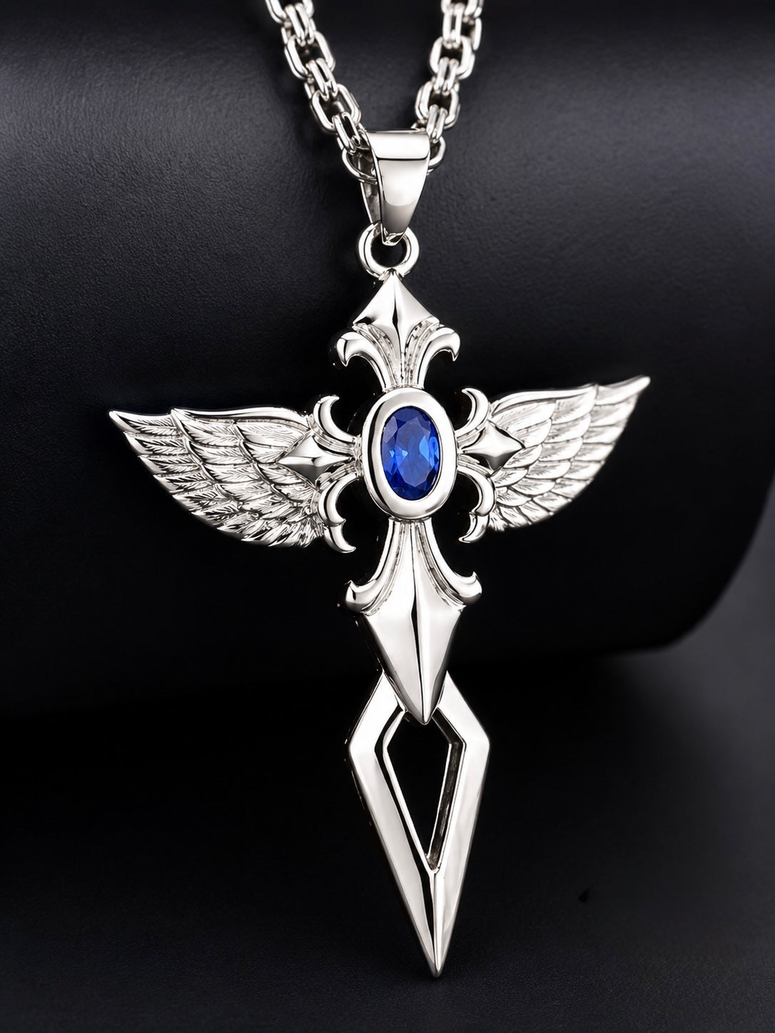 Sapphire Guardian Wing Necklace