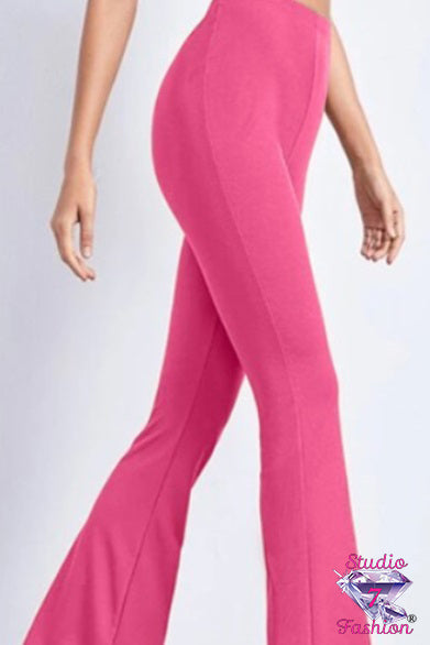 Casual Pink Flare Pants