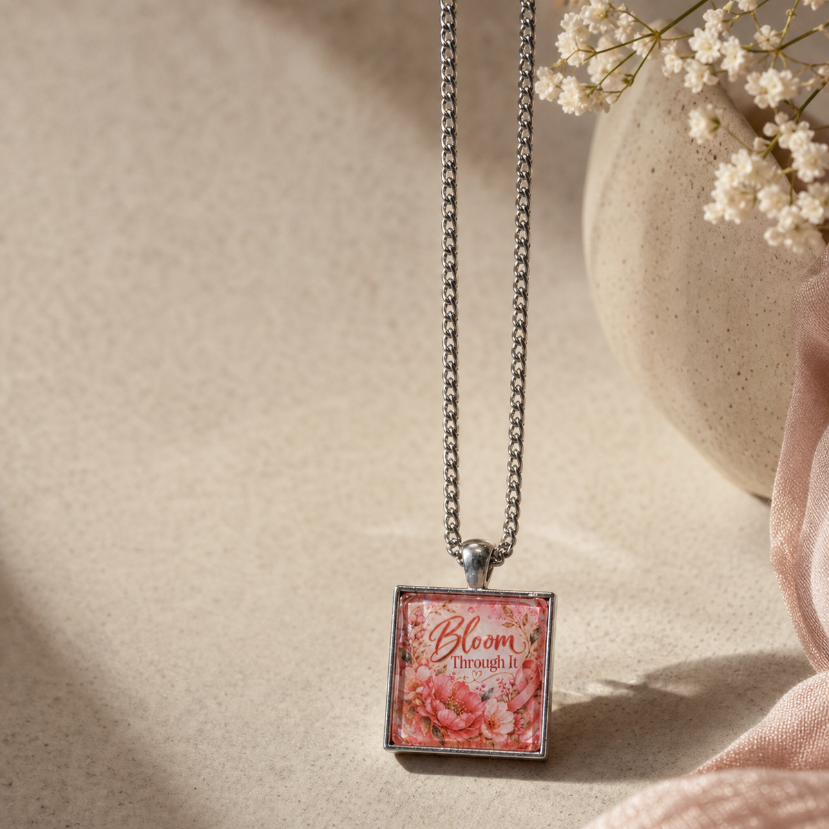 Floral Inspirational Pendant Necklace,Studio7Fashion