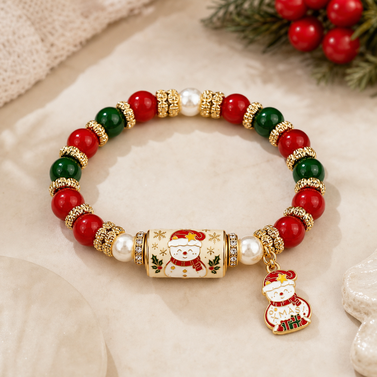Vintage Snowman Christmas Joy Bracelet,Studio7Fashion