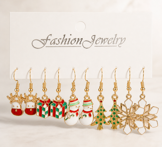 earrings, Christmas earrings, holiday jewelry, dangle earrings, festive earrings, stocking earrings, snowman earrings, Christmas tree earrings, snowflake earrings, gift jewelry,Studio7Fashion