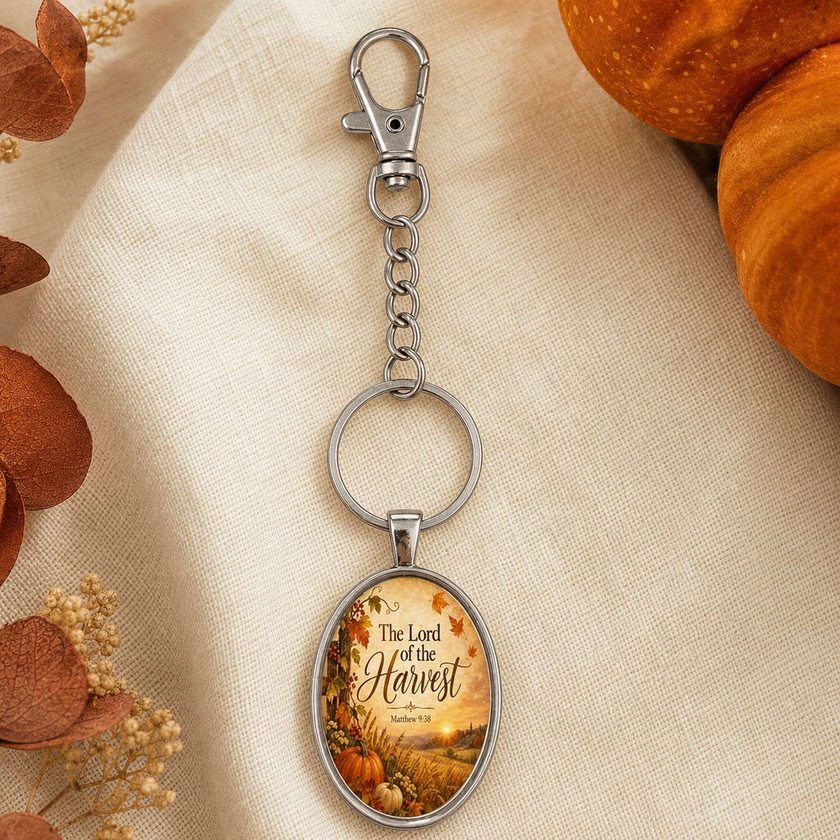The Lord of the Harvest Oval Faith Keychain,Studio7Fashion
