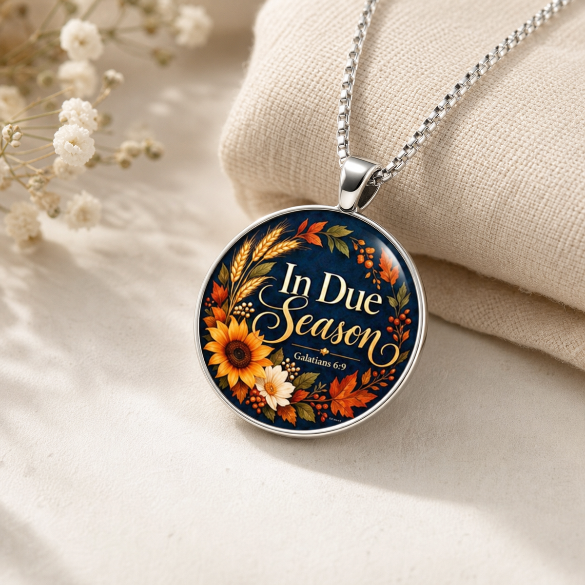 In Due Season Galatians 6:9 Floral Necklace,Studio7Fashion