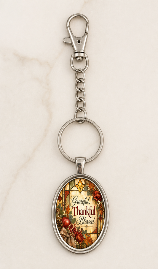 keychain, grateful keychain, thankful keychain, blessed keychain, fall accessory, Thanksgiving gift, faith-inspired, inspirational gift, autumn, gift,Studio7Fashion