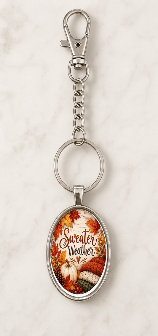 keychain, autumn keychain, fall accessory, sweater weather, pumpkin accessory, seasonal gift, oval keychain, everyday accessory, autumn gift,Studio7Fashion