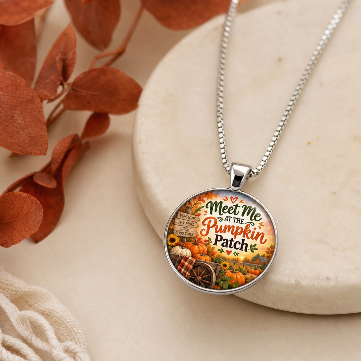Meet Me at the Pumpkin Patch Round Pumpkin Necklace,Studio7Fashion