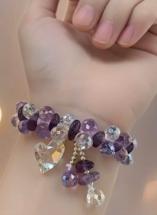 Amethyst Love Cluster Bracelet