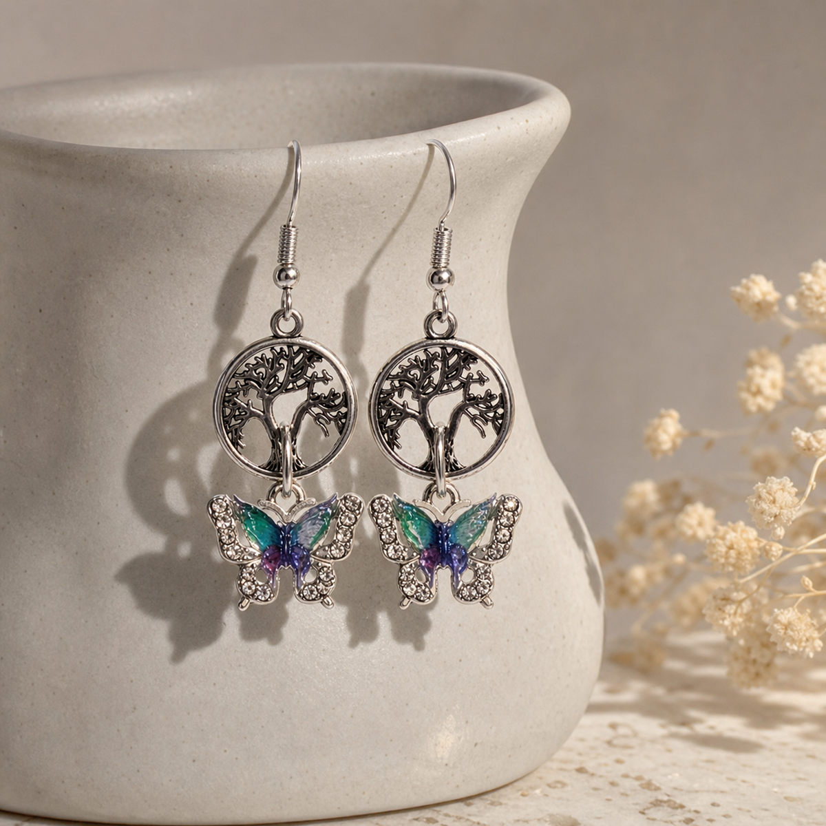 Tree of Life Butterfly Earrings,Studio7Fashion
