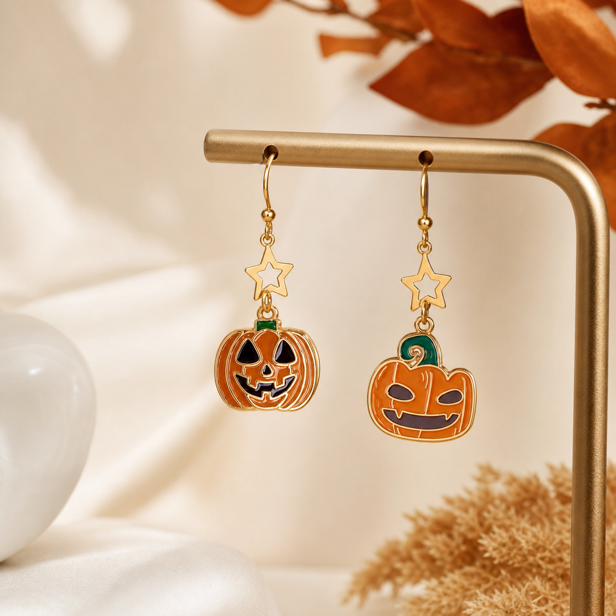 Halloween Pumpkin Star Dangle Earrings,Studio7Fashion