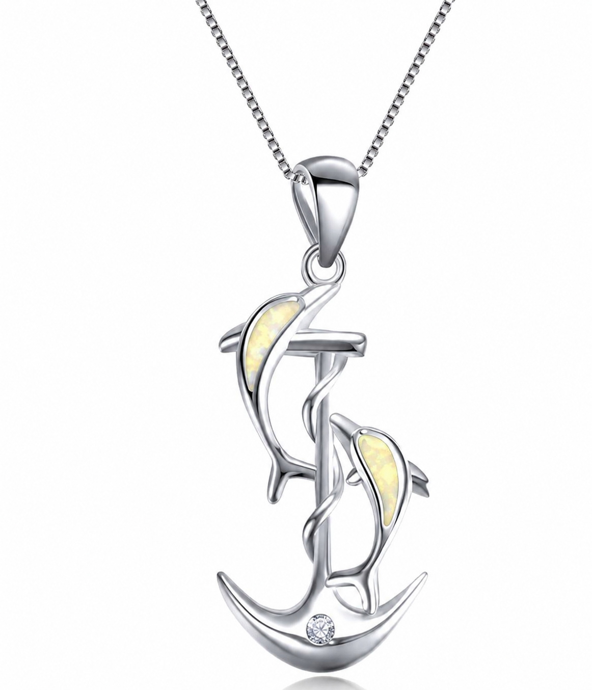 Dancing Dolphins Anchor Necklace