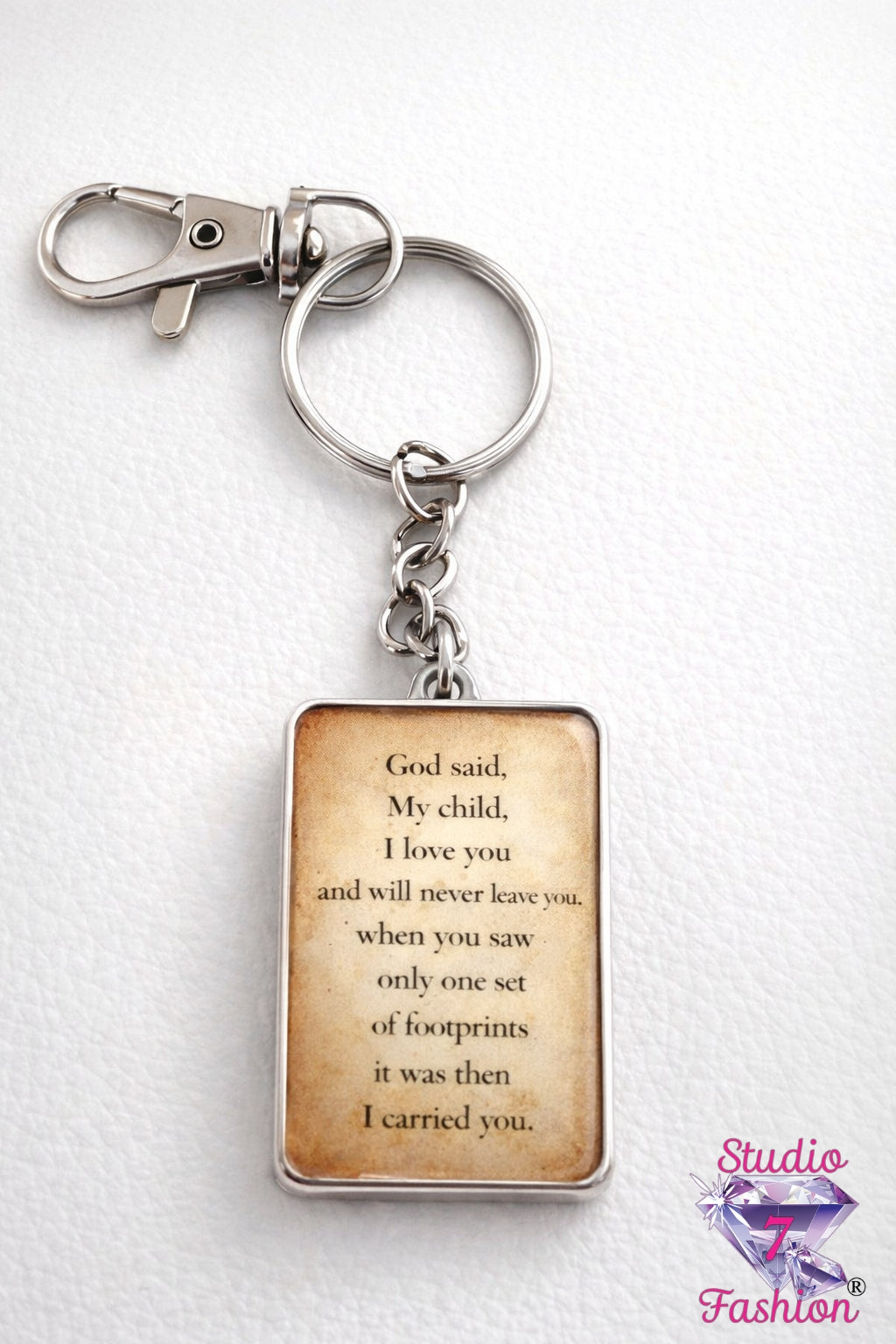 Faith Walk Keychain Footprints in the Sand