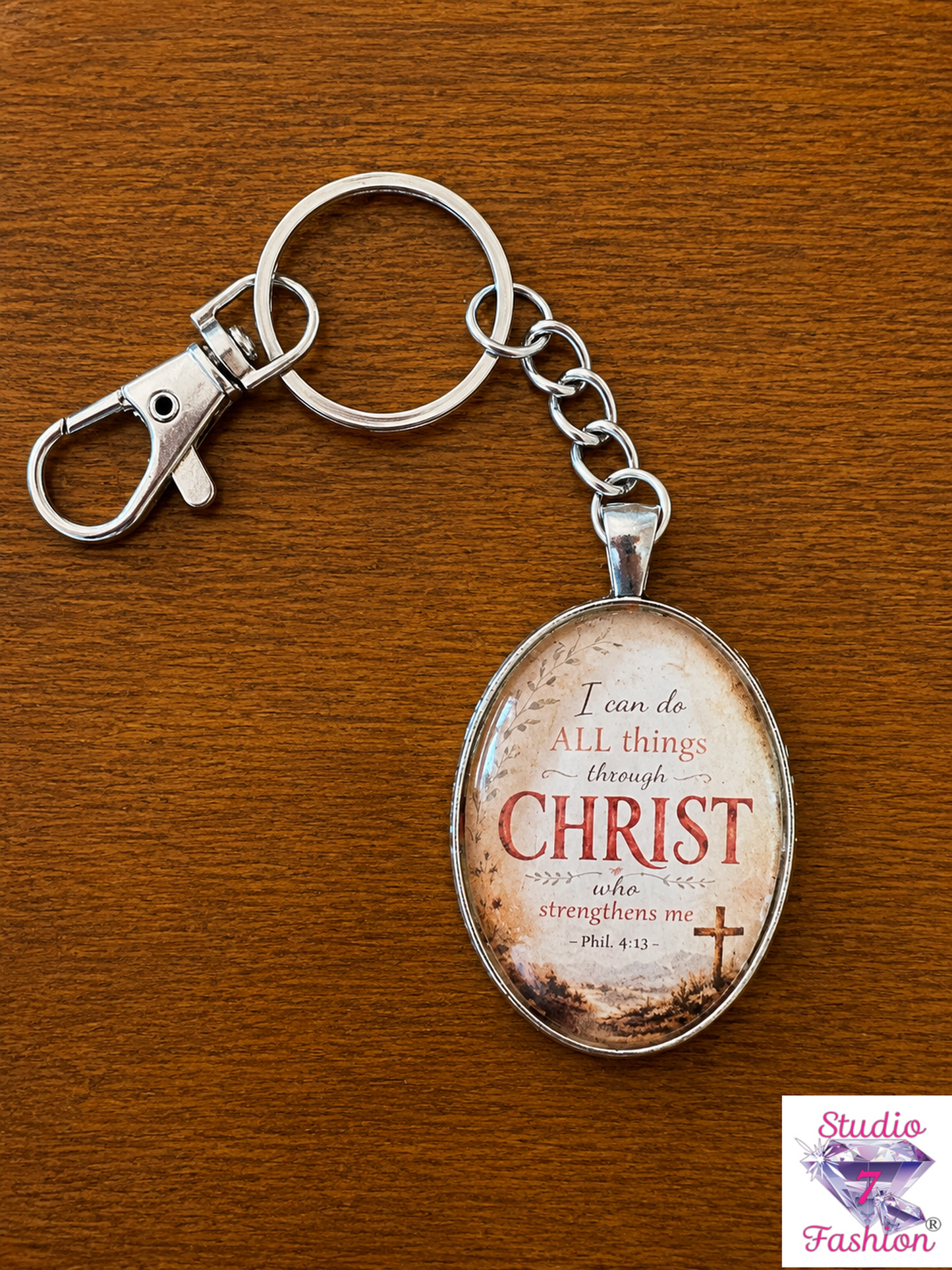 All Things Through Christ Philippians 4:13 Keychain