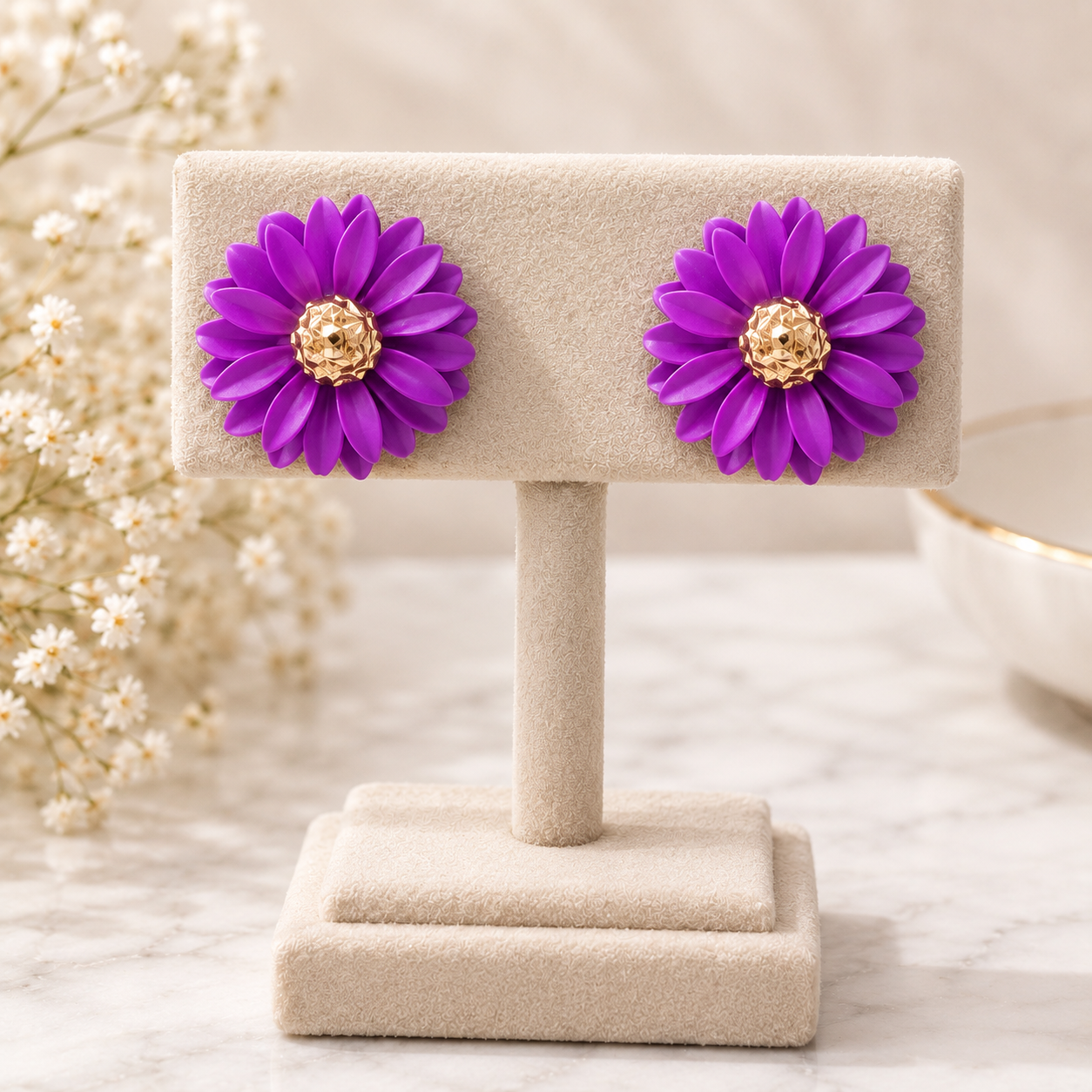 Radiant Violet Bloom Earrings