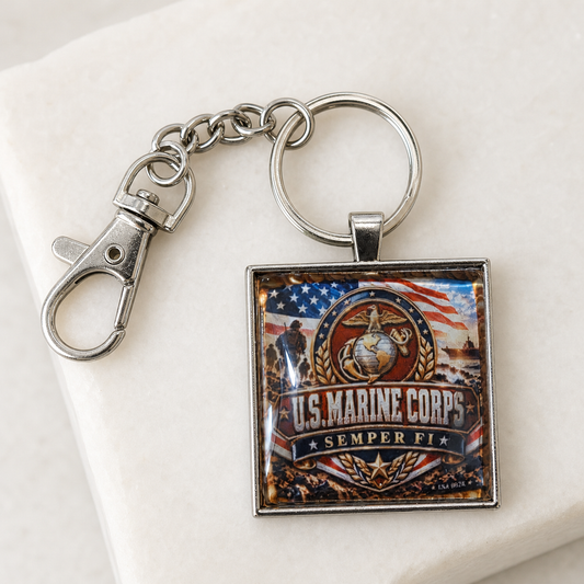 keychain, patriotic keychain, Marine Corps, US Marine Corps, Semper Fi, military gift, veteran gift, patriotic accessory, American flag, red white blue, Studio7Fashion exclusive,Studio7Fashion
