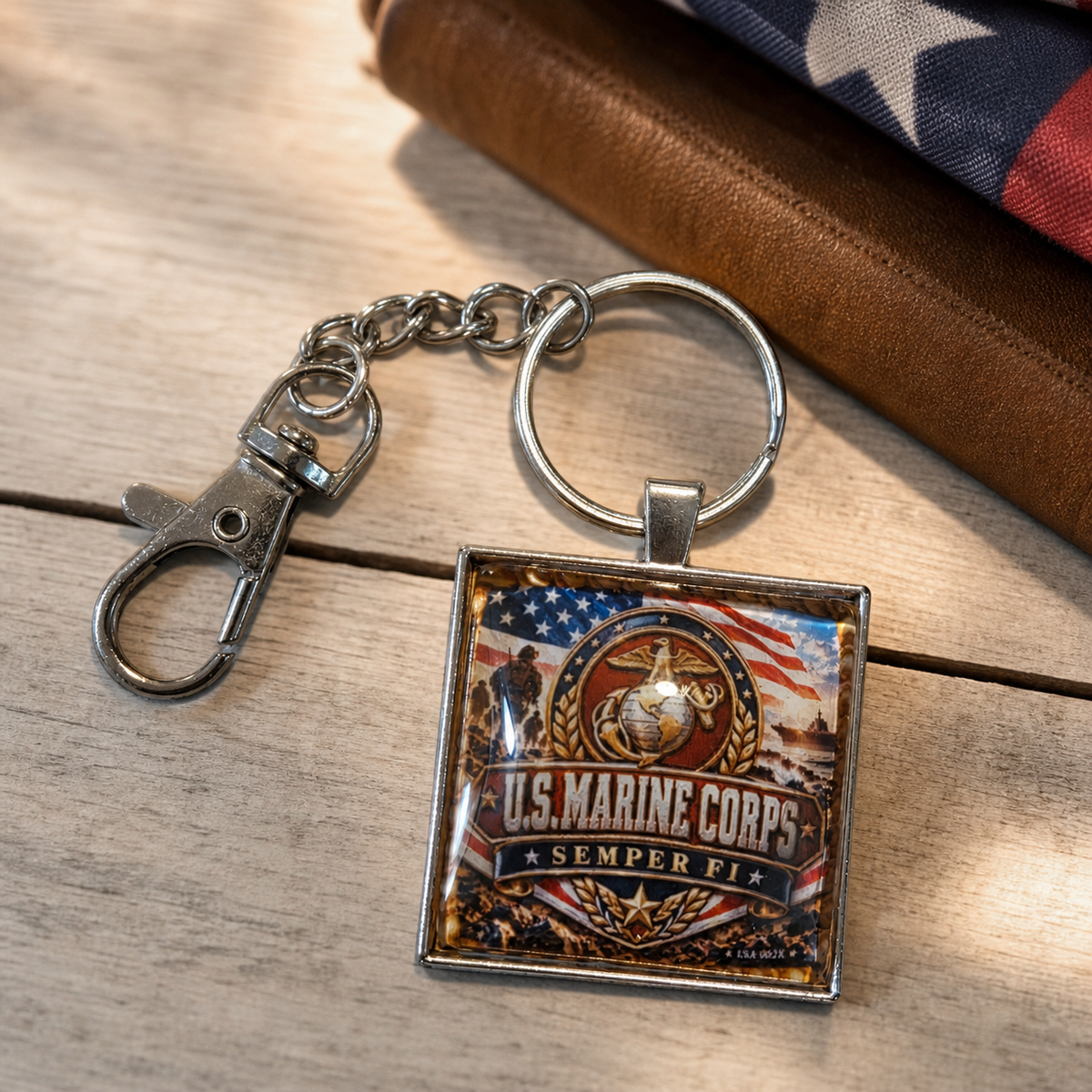 US Marine Corps Semper Fi Patriotic Keychain,Studio7Fashion