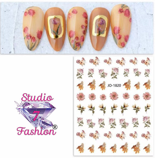 Autumn Bloom Water Nail Transfers