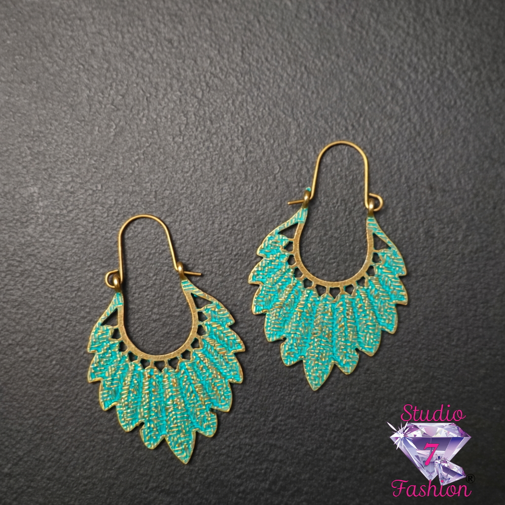 Turquoise Feather Dangle Earrings