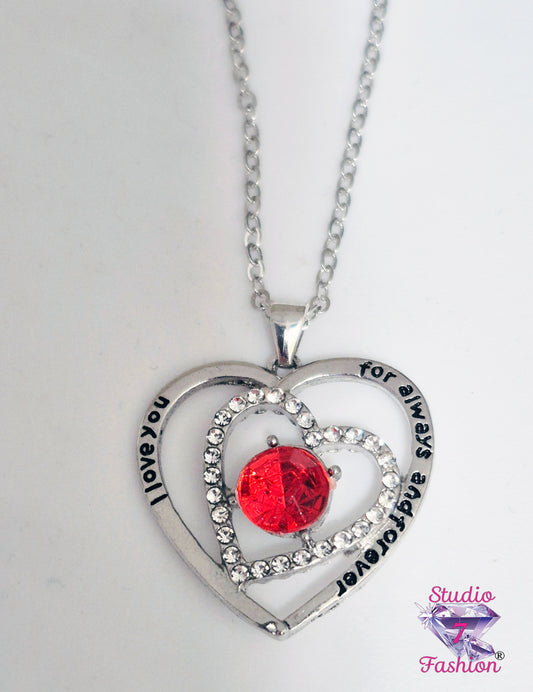 Intertwined Ruby Hearts Necklace