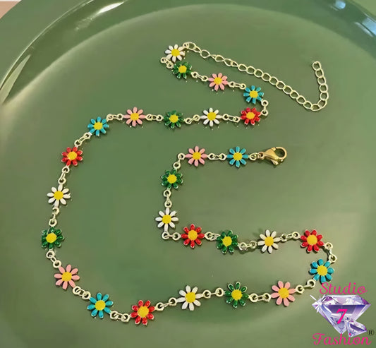 Daisy Chain Enamel Necklace