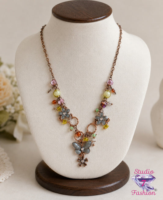 Whimsical Meadow Vintage Beaded Necklace