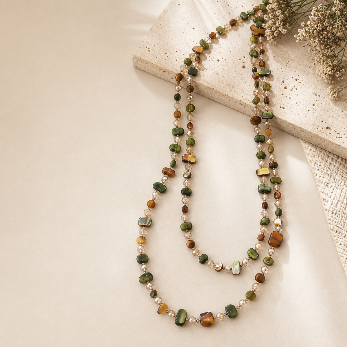Continuous Multicolor Beaded Necklace,Studio7Fashion