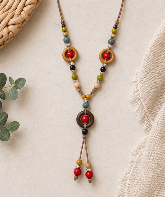 Multicolor Beaded Pendant Necklace,Studio7Fashion