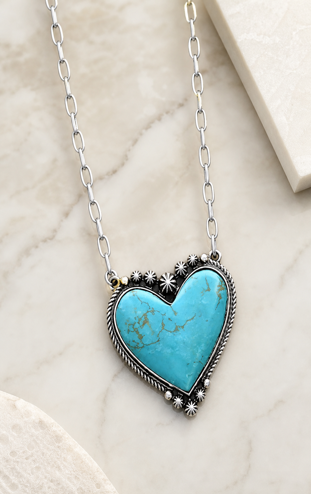 necklace, heart necklace, turquoise necklace, floral necklace, silver-tone jewelry, pendant necklace, romantic jewelry, gift for her,Studio7Fashion