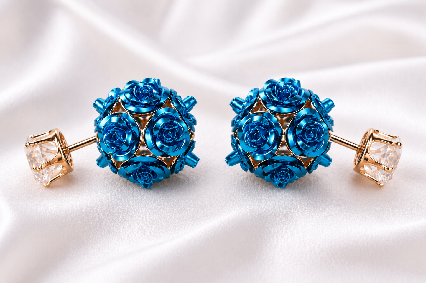 Midnight Rose Bloom Stud Earrings