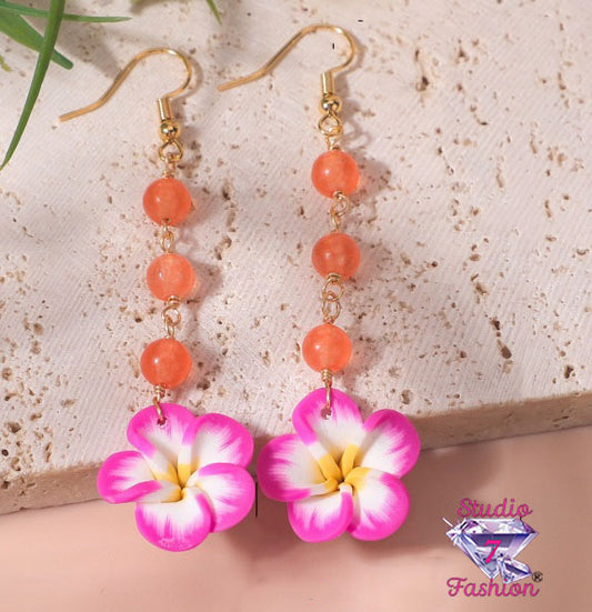 Plumeria Flower Drop Earrings
