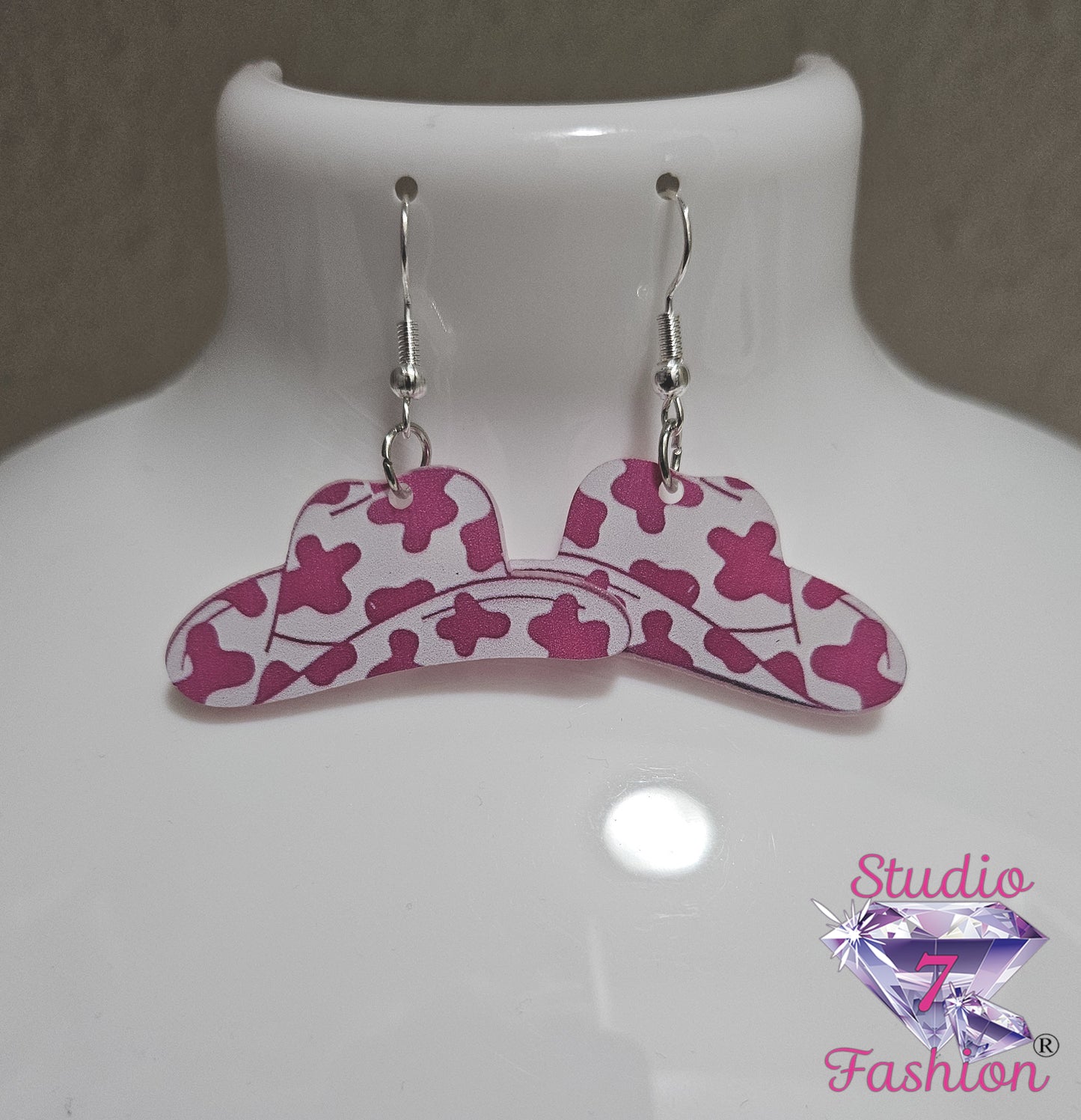 Cowboy Hat Earrings Pink