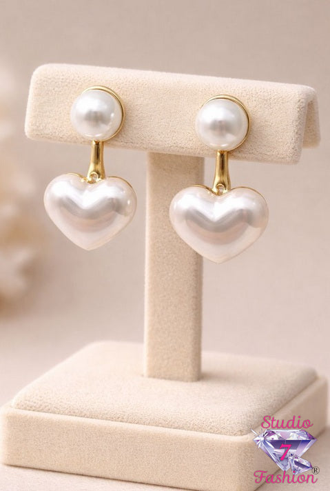 Radiant Pearl Heart Earrings